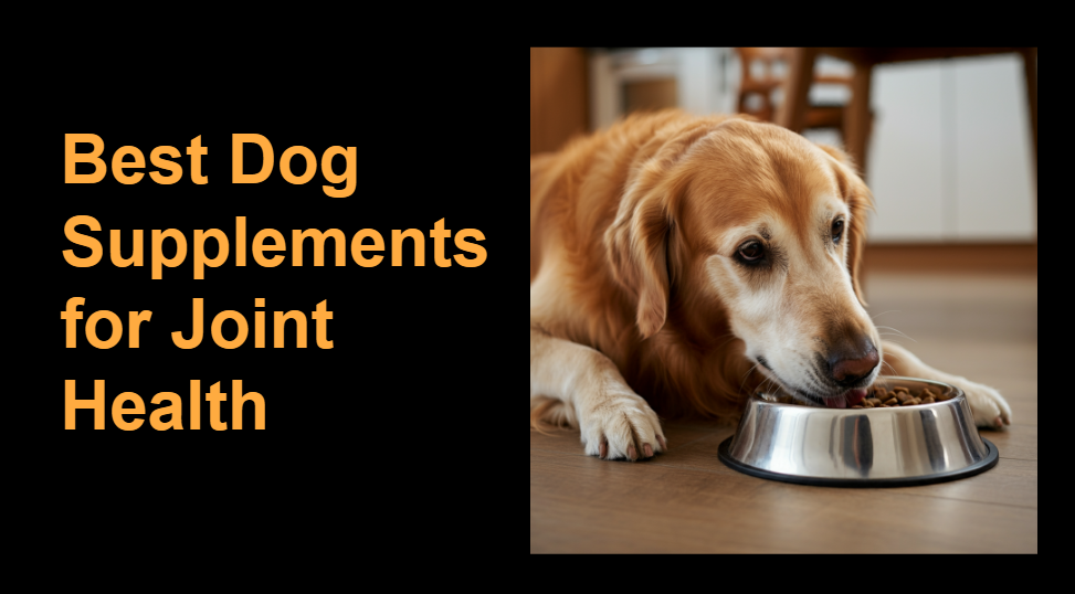 Senior golden retriever enjoying a nutritious meal designed for dogs with arthritis.